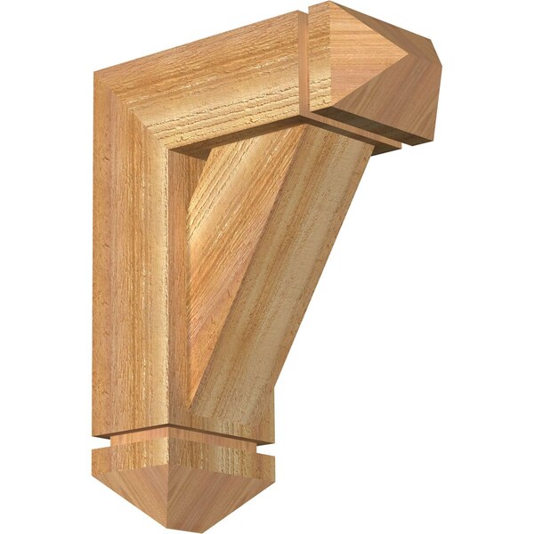 Ekena Millwork Traditional Arts and Crafts Rough Sawn Bracket w/ Offset Brace, Western Red Cedar, 6"W x 14"D x 18"H BKT0604X14X18TRA03RWR - main